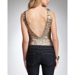 Bebe Addiction Gold Sequin Bodysuit